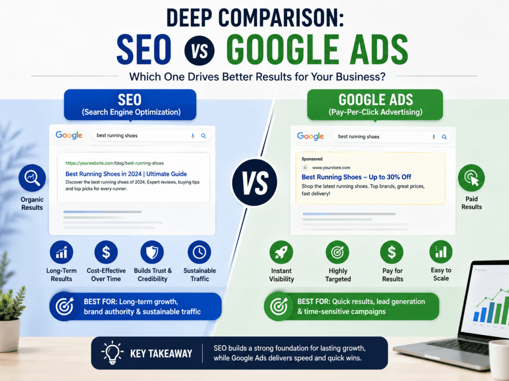 Deep Comparison SEO vs Google Ads 